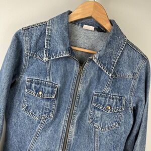 Vintage Y2K Arizona Jeans‎ Denim Jacket Womens L Full Zip 100% Cotton Western